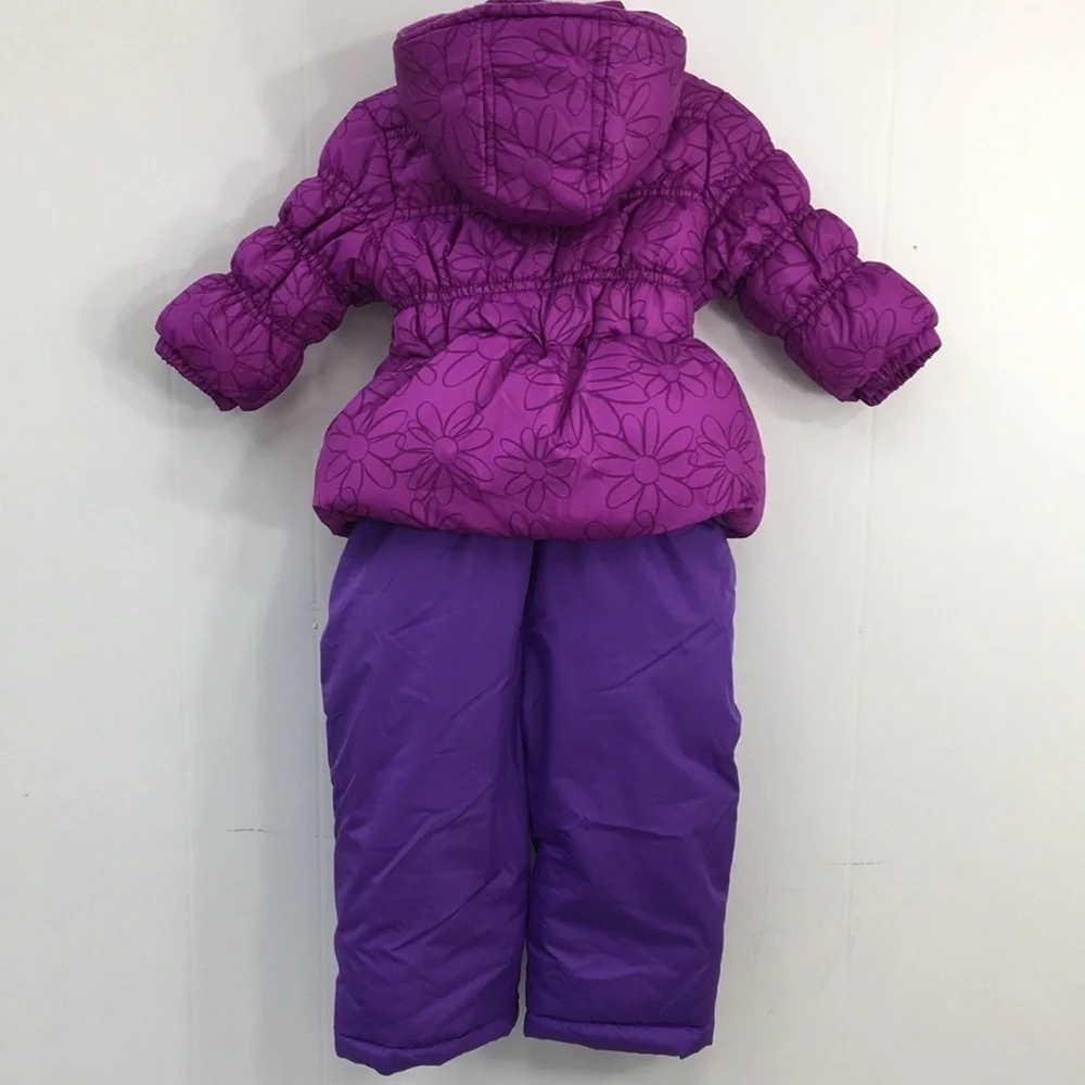 Pink Platinum Purple Daisy Print Coat Bib Set Size 12 M EXCELLENT Condition - Picture 2 of 9